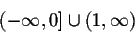 \begin{displaymath}(-\infty,0]\cup (1,\infty)\end{displaymath}