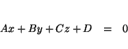 \begin{eqnarray*}
&& \\
Ax+By+Cz+D &=&0 \\
&&
\end{eqnarray*}